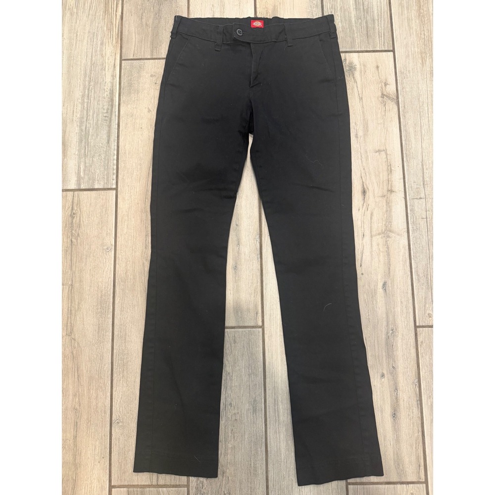 Dickies Womens Slim Fit Straight Leg Work Pants Black Twill KP7719BK Size 5